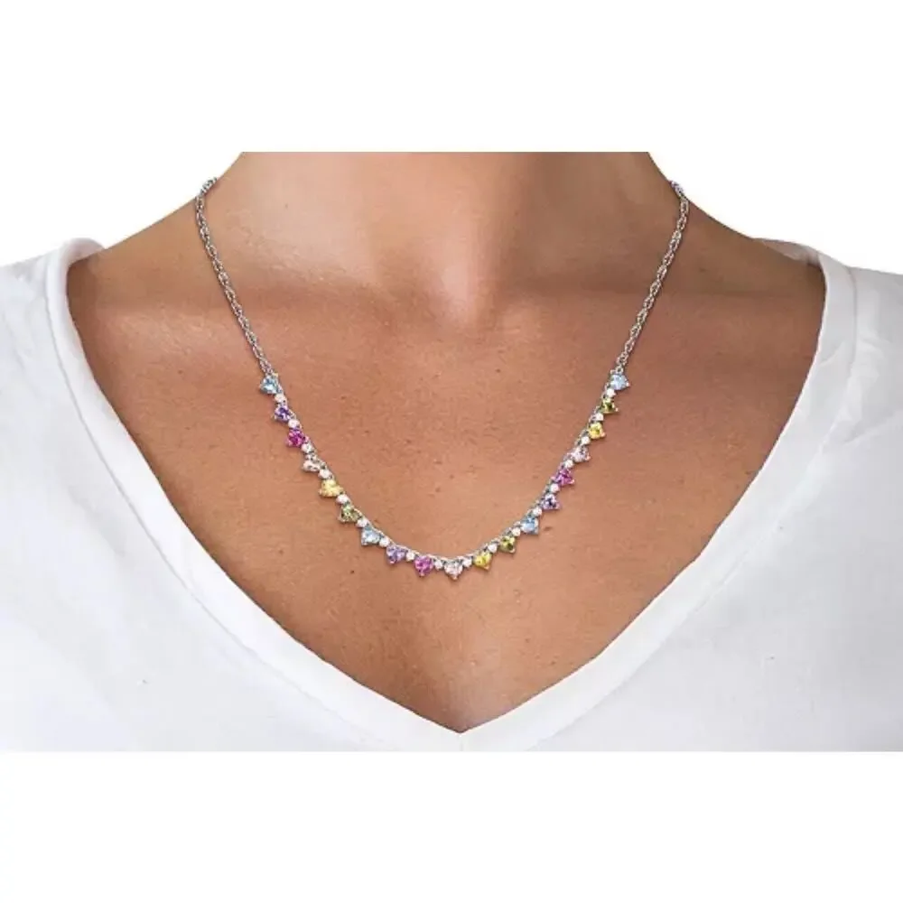 Sterling Silver 'Endless Love' Heart Necklace Stunning Fashion Trendy Glam NEW